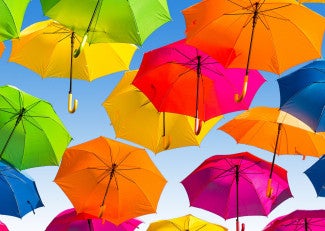 colourful umbrellas in the sky