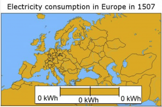 A map illustrating electricity consumption in Europe in 1507. The whole map shows zero electricity consumption anywhere in Europe in 1507. This is a 'terrible map'