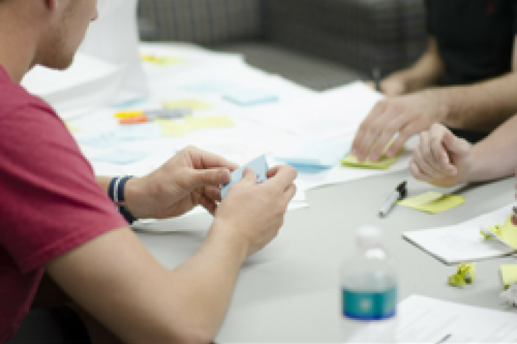 People using post-it notes